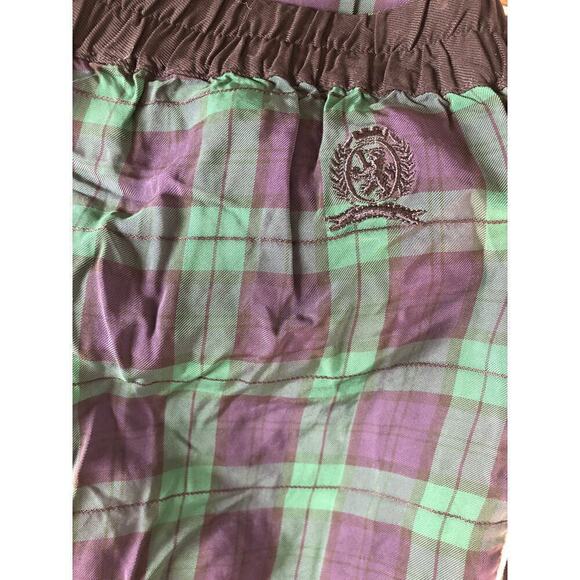 Tommy Hilfiger Pants Preppy Tartan Plaid Check Wide Leg Trousers Navy & Green XL - Picture 10 of 12